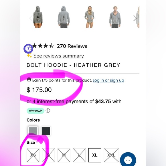 Aviator Nation Unisex BOLT FULL ZIP HOODIE/SWEATSHIRT - HEATHER GREY 🩶⚡️ - Picture 16 of 16